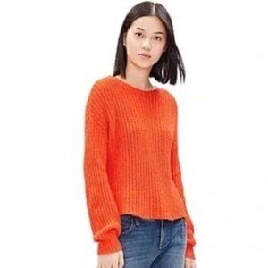 EILEEN FISHER Sweater Organic Cotton Shaker Knit Pullover Long Sleeve Orange 1X